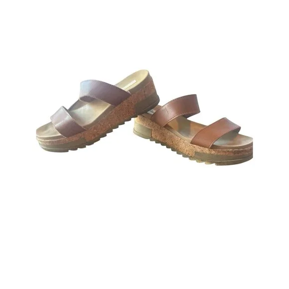 Bottero Brown Leather Cork Slide Sandals Women’s Size 7 Comfort Workwear - Picture 5 of 7